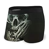 ZORIN Herren-Boxershorts, Gothic-Augen, Totenkopf-Rose, weiche Unterhose, Schwarz , M