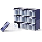 Prym 612399 Sortierkasten mit 9 Boxen, Organizer für kleinteiliges Nähzubehör, pflaumeblau/transparent, 27 x 12 x 21