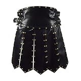 Zhangjianwangluokeji Schwere römische Gladiator Lederrock Kostüm schwarz Schürze Gürtel Messing Armaturen Cosplay Rüstung für Männer (S, Schwarz)