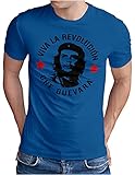 OM3® Che Guevara T-Shirt | Herren | Viva La Revolucion Guerilla Kämpfer | Royal Blau, L