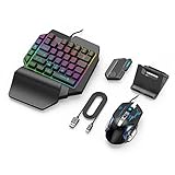 Hopowa Einhand Gaming Tastatur und Maus Combo RGB Einhändige USB-Gaming-Tastatur mit ergonomischer Handauflage für Windows Android Laptop-PC