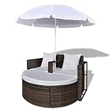 Tidyard Outdoor-Liege Lounge-Set Sonneninsel Liegeinsel Sonnenliege Mit Sonnenschirm,Fußbank,Gartenlounge Gartenbetten Gartensofa Rattansofa Gartenmoebel Gartenliege für Garten oder T