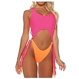 Push Up Badeanzug Frauen Set Beachwear Bandeau Bikini Bademode Bandage Brazilian Swimwear Tankinis Set, rose, XL