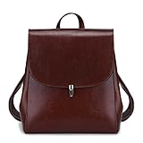 S-ZONE Damen Leder Rucksack Vintage Tagesrucksack Casual Reiserucksack Schulrucksack Daypack Backpack Geldbörsen Schultertasche Schulranzen Schultaschen Schulrucksäck