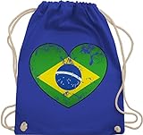 Shirtracer Fussball WM 2022 Fanartikel - Brasilien Vintage Herz - Unisize - Royalblau - brasilien trikot - WM110 - Turnbeutel und Stoffbeutel aus Baumw