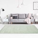 carpet city Teppich-Läufer Einfarbig Uni Flachfor Soft & Shiny in Grün für Wohnzimmer; Größe: 80x150