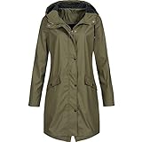Blingko Damen Regenjacke Lang Einfarbig Regenmantel Outdoor Übergröße Übergangsjacke mit Kapuze Winddicht Wasserdicht Regenfest Sonnenschutz Atmungsaktiv Softshell-Jacke Outdoorjacke Funktionsjack