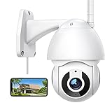 Überwachungskamera Aussen WLAN Kamera PC660T, 1080P IP Kamera mit IP66 wasserdichte und Nachtsicht, PTZ 360° Bewegungsverfolgung 2-Wege Audio Kompatibel mit Android/IOS