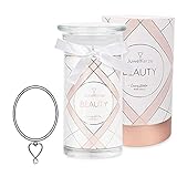 JuwelKerze Beauty-Luxury große Duftkerze (Rose, 1020g, 95-125 Std. Brenndauer) in Weiß mit rosévergoldetem 925er Sterling Silber Schmuck, Halsk