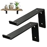 2er Pack Regalträger schwarz Rustikale Lippenhalterung für Regale Schwimmende Halterung Unterstützung für DIY Open Farmhouse Home Decor + Schrauben (10inch-25cm)