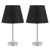 Shinoske Tischlampe, Nachttischlampe Kleine 2er-Set Tischleuchte für Schlafzimmer, Büro, Kinderzimmer mit Mini Metall-Basis und Schwarzem S