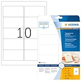 HERMA 8969 Folien-Etiketten für Inkjet Drucker DIN A4 transparent, 32er Set (96 x 50,8 mm, 800 Blatt, Folie, glänzend) selbstklebend, bedruckbar, permanent haftende Aufkleber, 8.000 Klebeetik