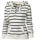 Fainash Damen Gestreiftes Colorblocking Kapuzensweatshirt Modisch Locker Lässig Vielseitig Alltagspendler Basic Tops Mit Tasche L