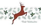 Einzelne Weihnachtskarte mit Umschlag: Klappkarte blanko mit Hirsch-Motiv im Letterpress-Verfahren gedruck