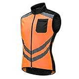 XuuSHA Gut sichtbare reflektierende Sicherheitsweste Reflektierende Sicherheits-Rad-Weste-Männer, leicht MTB Fahrrad-Fahrradreflektorweste Ärmelloser Windjacke Sicherheitswesten für Herren D