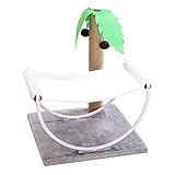Smosyo Katzenbett, Katzenklettergerüst im tropischen Stil Kätzchenturm Baumkratzpfosten Haustierbett Lounge Chair Katzenkralle Kratzbrett Regal Spielzeug