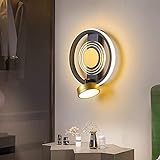 Moderne runde Wandleuchte mit drehbarem 238 °, Spot-Licht, Innenwandleuchten für Schlafzimmer LED-Wandleuchten für Büro-Wohnzimmer-Flur,R