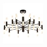 Qumton Modern Sputnik Kronleuchter Kreativ Zweige Pendelleuchte Mit Acryl Lampenschirm Hängeleuchte Für Wohnzimmer Schlafzimmer Esszimmer Baumgabel Molekül Pendellampe-Schwarz 40 L