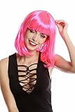 WIG ME UP - 0073-3-PC5 Perücke Damenperücke Karneval Longbob Bob schulterlang glatt Pony pink