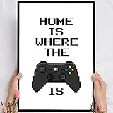 Elbeffekt Holzbild Gaming Home - personalisierbar zum Hinstellen/Aufhängen optional beleuchtet, 30. Geburtstag Männer mit Spruch auf Holz - Wand-Bild Aufsteller Dekoration - persönliches Geschenk