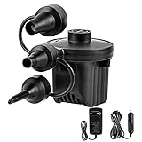 Elektrische Luftpumpe, tragbare Schnellfüllpumpe für Luftbett, Pumpe zum Aufblasen und Entleeren, perfekt für Outdoor-Camping, 3 Düsen, Luftmatratze, Pool Float, SU