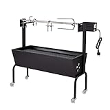 DEMA Spanferkelgrill Lammgrill Spießbratengrill Spanferkel Grill BBQ Grillwagen schwarz höhenverstellbar Spieß 85 cm mit M