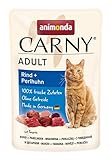 animonda Carny Adult Katzenfutter, Nassfutter für ausgewachsene Katzen, Frischebeutel, Rind + Perlhuhn, 12 x 85 g