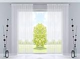 2er Set Fadengardine, HxB 250x300 cm, Weiß mit Tunneldurchzug und eingenähtem Kräuselband, geeignet für Gardinenstangen und Gardinenschienen Fadenvorhänge Fadenstores Raumteiler, 20303CN2