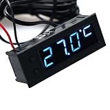 Xurgm 3 in 1 Auto Akku Monitor Voltmeter, Thermometer, Zeit, DC 12V Batterie Digital Voltmeter Spannung/Uhr/Temperatur Display (Blau)