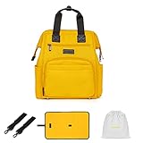 skiddoü Kinderwagen-Rucksack Astrid, Organizer 2in1, Rücksack für Kinderwagen, Wickeltasche, viele Taschen, Reißverschluss, Thermotaschen, wasserdichtes Material, Reisewickelunterlage, gelb