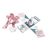 Frau WUNDERVoll® Explosionsbox Hochzeit Bastelset mit Aufklapp-Funktion Maße Box 10x10x10 cm (gefaltet), Gastgeschenk Geschenkbox Geldgeschenk Geschenk Party Scrapbook Vintage Party