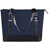 KROSER Laptop Damen Handtasche Schwarz Handtaschen Elegant Taschen Frauen Handtaschen 15,6 Zoll Große Leichte Nylon Stilvolle Handtasche mit USB-Ladeanschluss für Business/Schule/Reisen-MEHRWEG