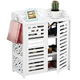 CHYY Schuhregal 4-stöckiger Weißer Schuhschrank mit Atmungsaktiver Tür, Indoor-Holzschuh-Organizer für Foyer-Wohnzimmer-Garderoben-Eingang, Einfach zu M
