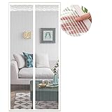 Magnet Fliegengitter Tür, Insektenschutz Balkontür 80x220 cm, Aktualisierte Version Weiß Magnetvorhang Insektenschutz Ohne Bohren,Fliegenvorhang für Schiebetür und W