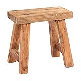 DESIGN DELIGHTS Vinatge SITZHOCKER Rustic | 41x42x24 cm (HxBxT), Hocker aus massivem Teak Holz, rustikal natürlicher Holzhocker, BEistellhocker, Küchenhocker | Farbe: 08 honigfarben gew