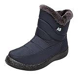 Xmiral Damen Stiefel Plateaustiefel Plüschfutter Stiefeletten Winterstiefel Reißverschluss Warme Flach Schuhe (Blau, 37)