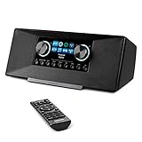 MEDION P85289 Internetradio mit DAB+ (WLAN, UKW, Spotify Connect, Amazon Music, DLNA, USB, Kopfhörer-Anschluss, AUX, LAN, Sleep Timer) schw