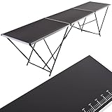 Raburg Tapeziertisch Stan mit Alu-Rahmen, klappbar - ca. 298 x 60 x 77 cm in SEIDEN-SCHWARZ, beschichtete MDF-Platte, 30 kg belastbar, mit praktischer Skala bis 290