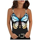 T-Shirt Damen Sommer Bluse Streetwear Sport Oberteile V Ausschnitt Sweatshirt Schmetterling Druck Sexy Tunika Tops für Teenager Mädchen Frauen Tank Top Casual Lose Shirt Ä