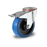 Blue Wheels Lenkrolle mit Rückenloch und Feststeller 125 mm Elastik