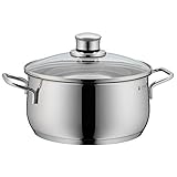 WMF Diadem Plus Kochtopf groß 20cm, Bratentopf Induktion 3l, Glasdeckel, Cromargan Edelstahl poliert, unb