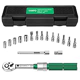 Drehmomentschlüssel 1/4', VANPO 5-25 NM Mini Drehmomentschlüssel Fahrrad & Motorrad 17 tlg.Set, ± 3% Fehlergenauigkeit Reparatur Tool mit 3/8' Adapter, Verlängerung, Steckdose, Hex und Torx B