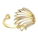 Andifany Zirkon ÖFfnung Finger Hohl Feder Pflaster Zirkon Gold Silber Farb Ringe für Frauen Schmuck Geschenke, G