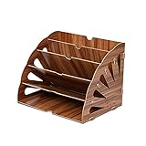 N / B Fan-förmige Schreibtisch-Datei Organizer 5 Slots, Holz-Sorter-Speicher-Rack, Papier-Mail-Brief-Dokumentenmagazin-Ordner-Halter, für Schul-Home-Büro-Desktop