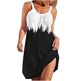 ZFWDUNSA Sommerkleid Damen Mode Rundhals Drucken Strapse Tank Kleid ärmellos Kleid mit Schulterfreien Schultern Kleider Strandkleider für Damen Partykleid Frauen Casual Kurze Partykleider Lang