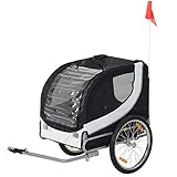 Pawhut Hundeanhänger Fahrradanhänger Hundetransporter Hunde Fahrrad Anhänger Schwarz 130 x 73 x 90