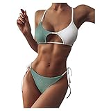 SHINEHUA Damen Bikini Triangel Shaping Push up figurformend, Sexy Boho Softpads im Oberteil Sportliches Badeanzug Bademode Bikini S