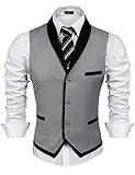 COOFANDY Herren Anzugweste Slim Fit Business Hochzeit Westen Kleid Weste, 01-grau, XXX-Larg