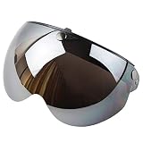 Wopohy Helmvisier Universelles 3 Druckknopf Winddichtes Sonnenschutz Halbgesicht-Retro Motorradhelm Visier für Motorrad-H