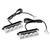 EypiNS 2X 4 LED Frontblitzer, 12/24V Warnlicht Blinklicht Stroboskop Warnleuchte Notfall Warnung Blitzer Dash Strobe 16 Blinkmodi für Truck Traktor LKW Auto Emergency Gabelstapler, Orange, IP65, E57